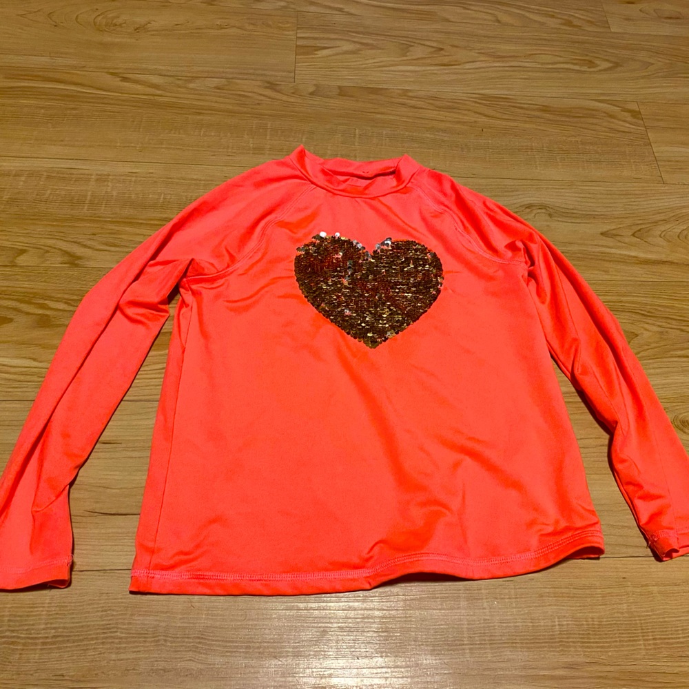 Cat and Jack Girls’ 7/8 swim Rashguard with flip sequins